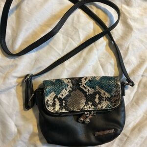 Kenneth Cole Reaction Black and Snake Print Crossbody Bag